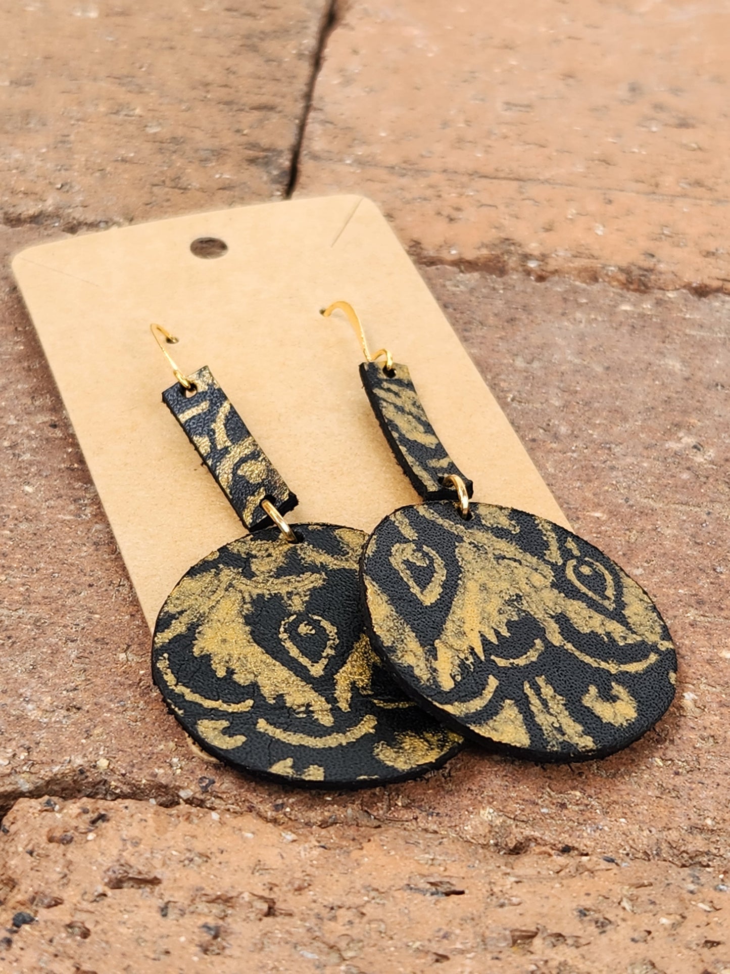 Block Stamped Leather Earrings