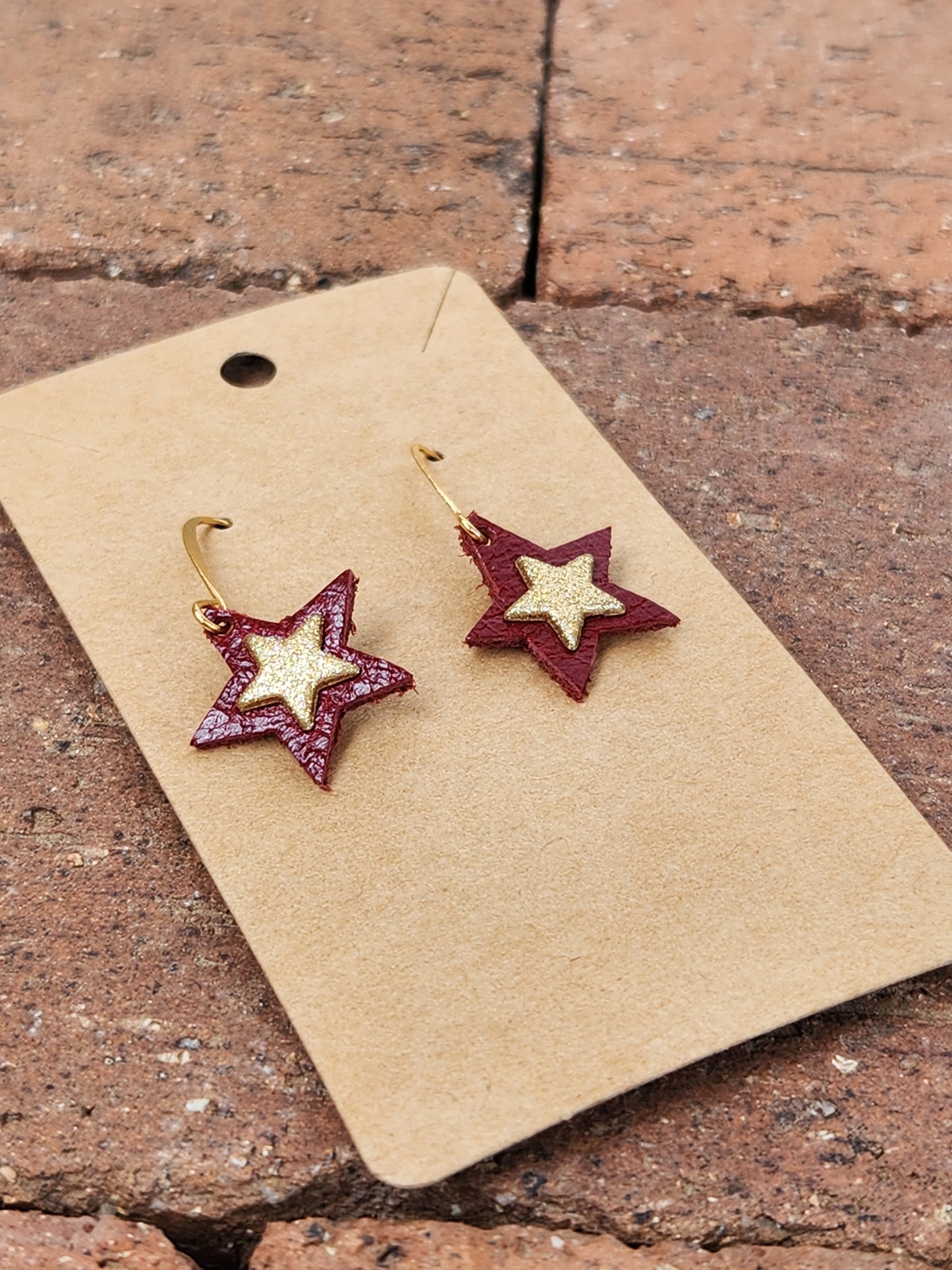 Golden Red Star Earrings