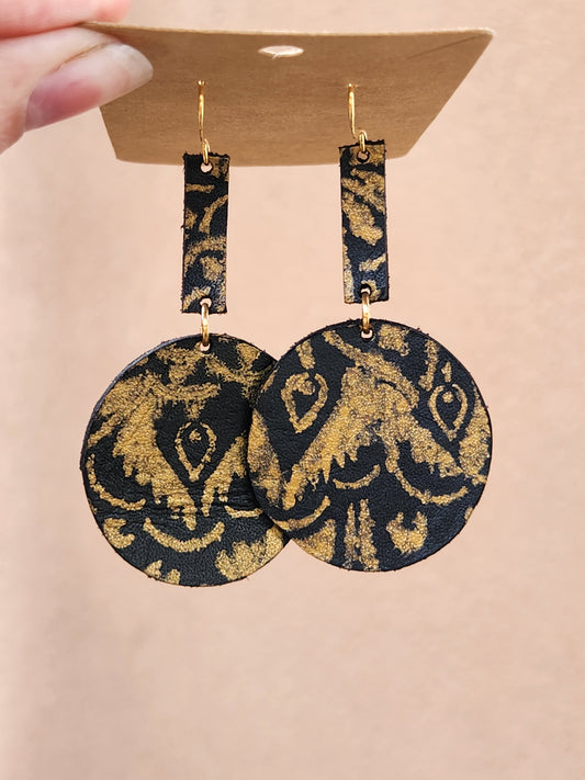 Block Stamped Leather Earrings