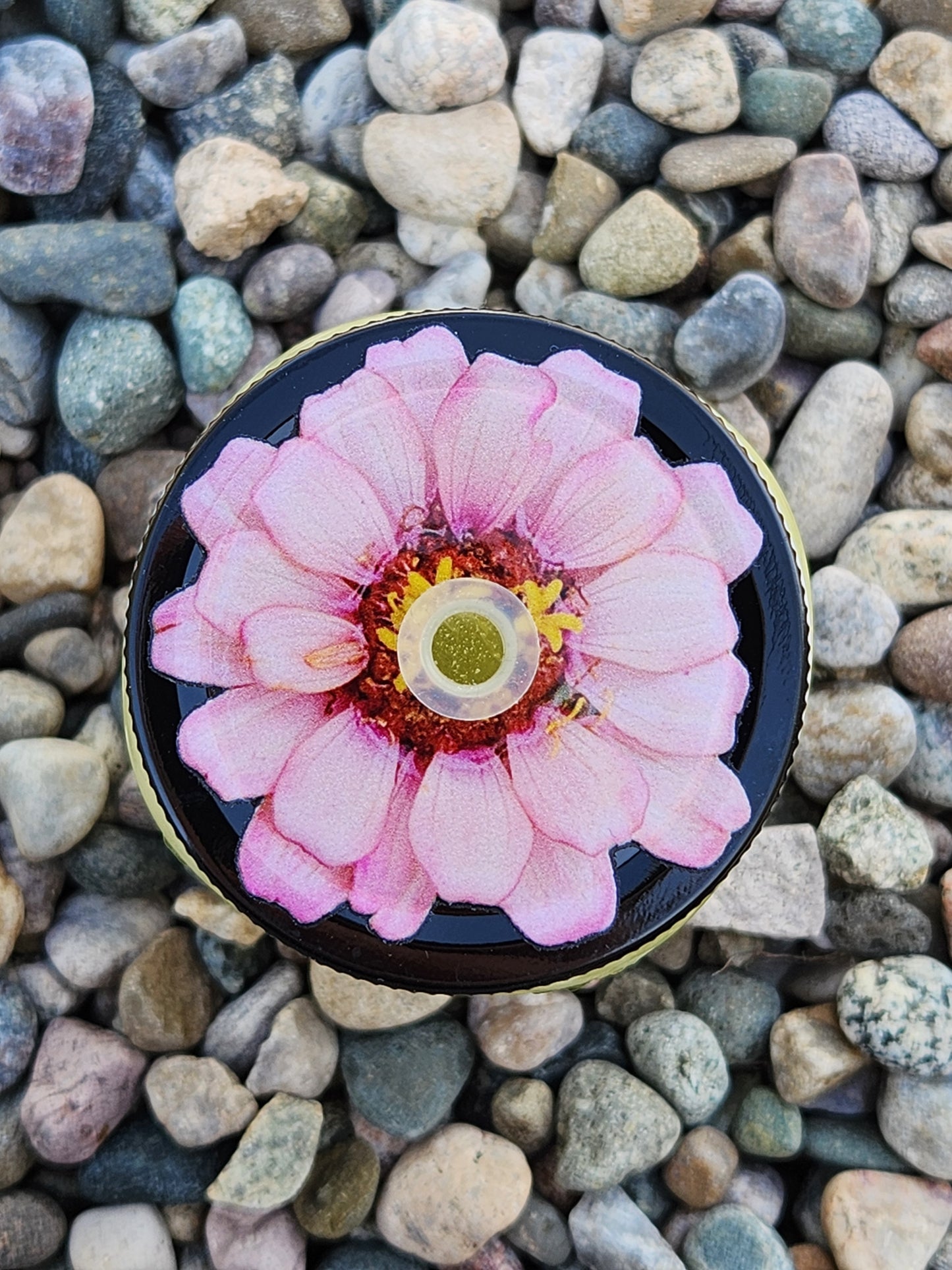 Mason Jar Straw Lid - Pink Zinnia